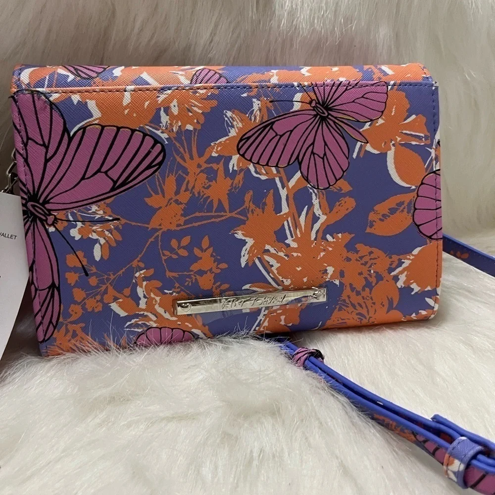NWT Betsey Johnson Butterfly Floral OX DANI BOW Crossbody Wallet Clutch BAG $68